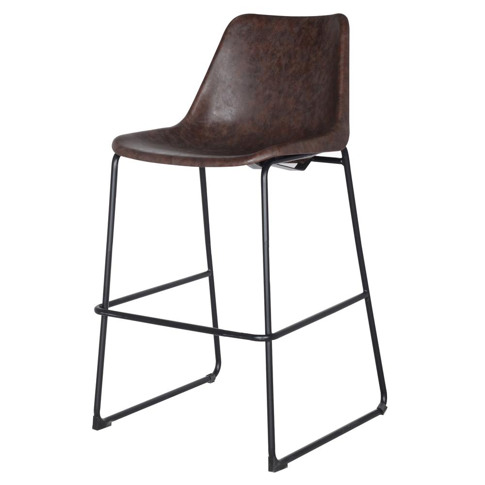 New Pacific Direct Delta PU Leather ABS Counter Stool - Vintage Coffee Brown