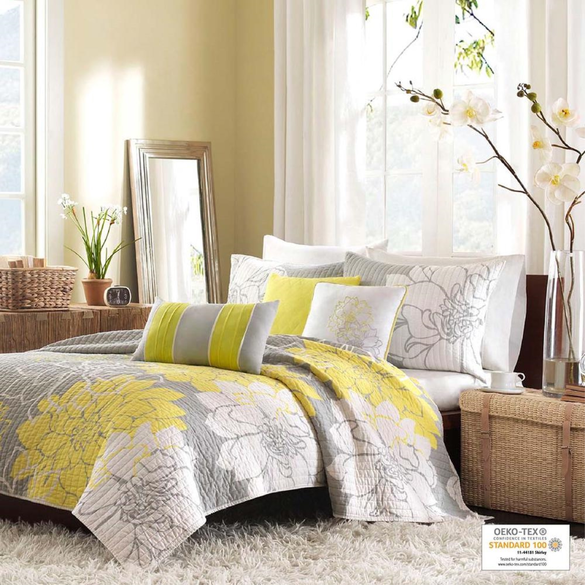 Madison Park 100% Cotton Printed Quilted Coverlet 6pcs Set,MP13-325