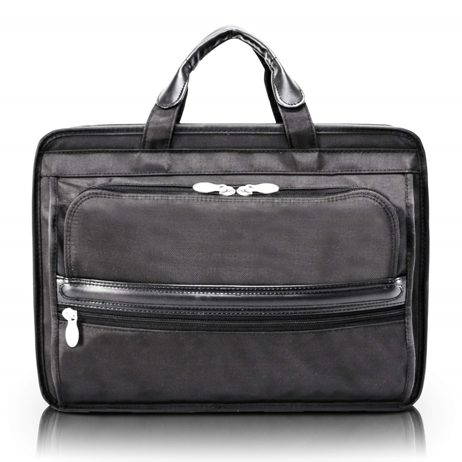 McKlein&reg; P Series | ELSTON | 15" Nylon Double Compartment Laptop Briefcase - Black