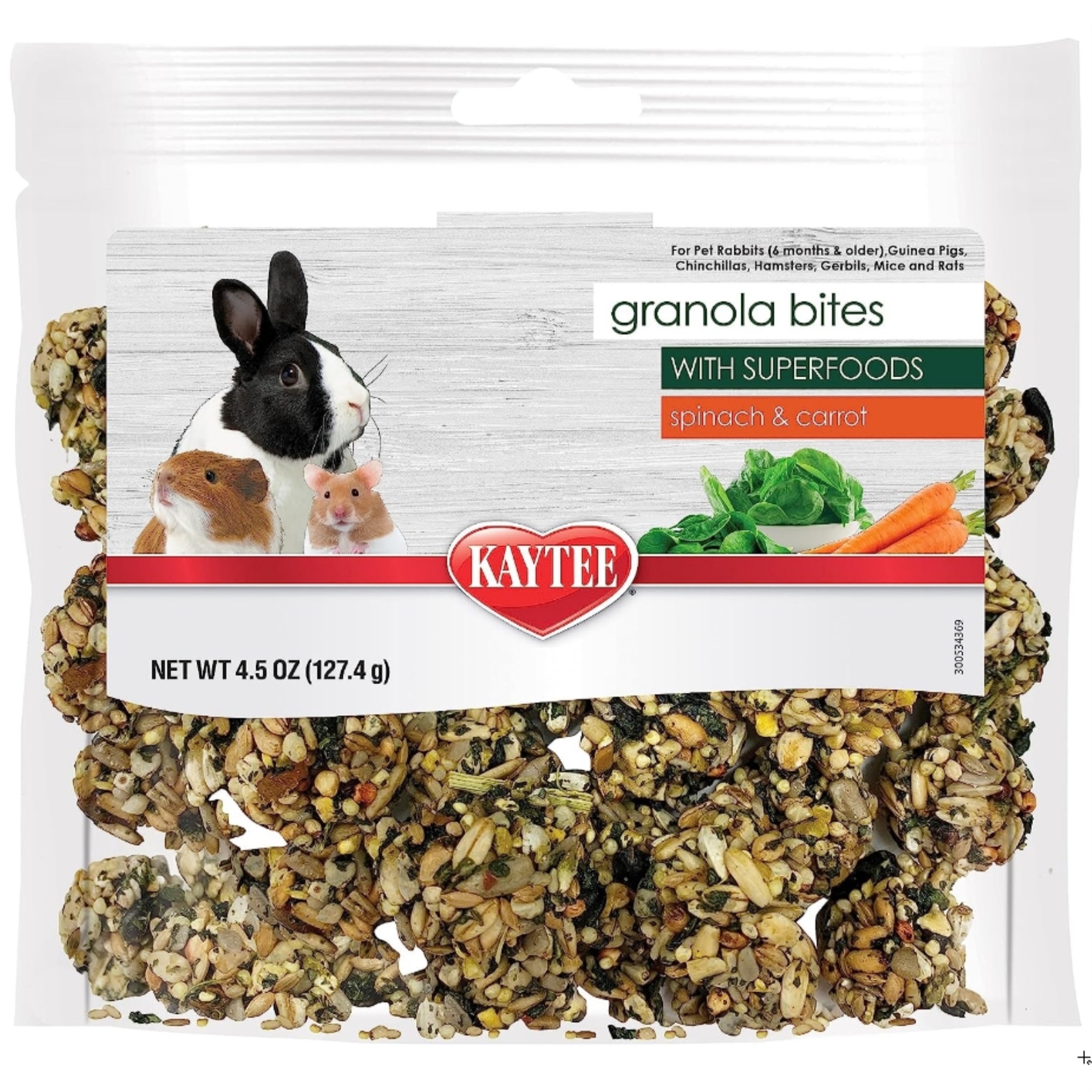 Kaytee Pet Products Kaytee Granola Bites with Super Foods Spinach and Carrot