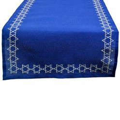 EL: TEXTILES EMBROIDERED STAR DAVID TABLE RUNNER 14x108
