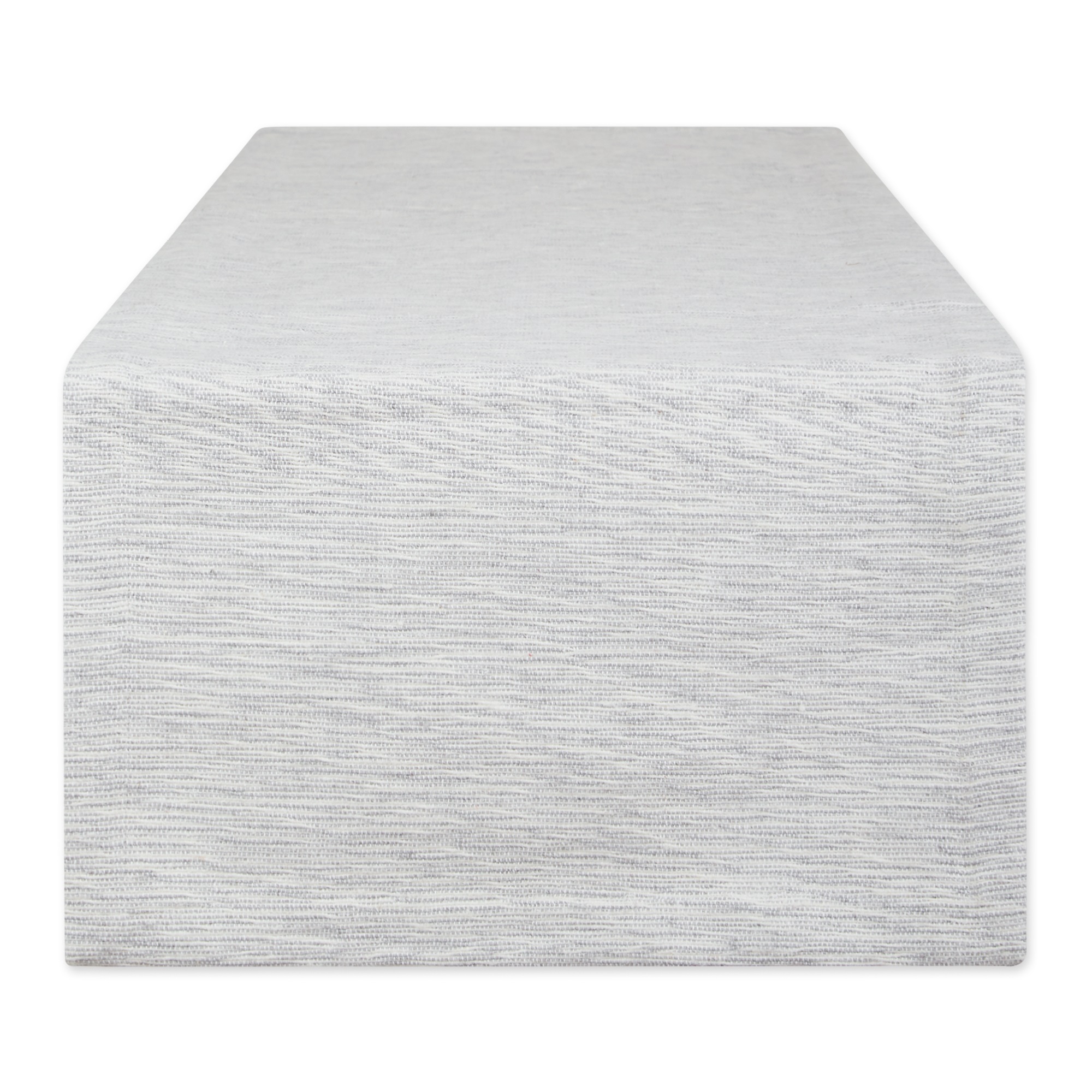 EL: TEXTILES LIGHT GRAY AND OFF-WHITE TONAL RECYCLED COTTON SLUBBY RIB TABLE RUNNER 14x72