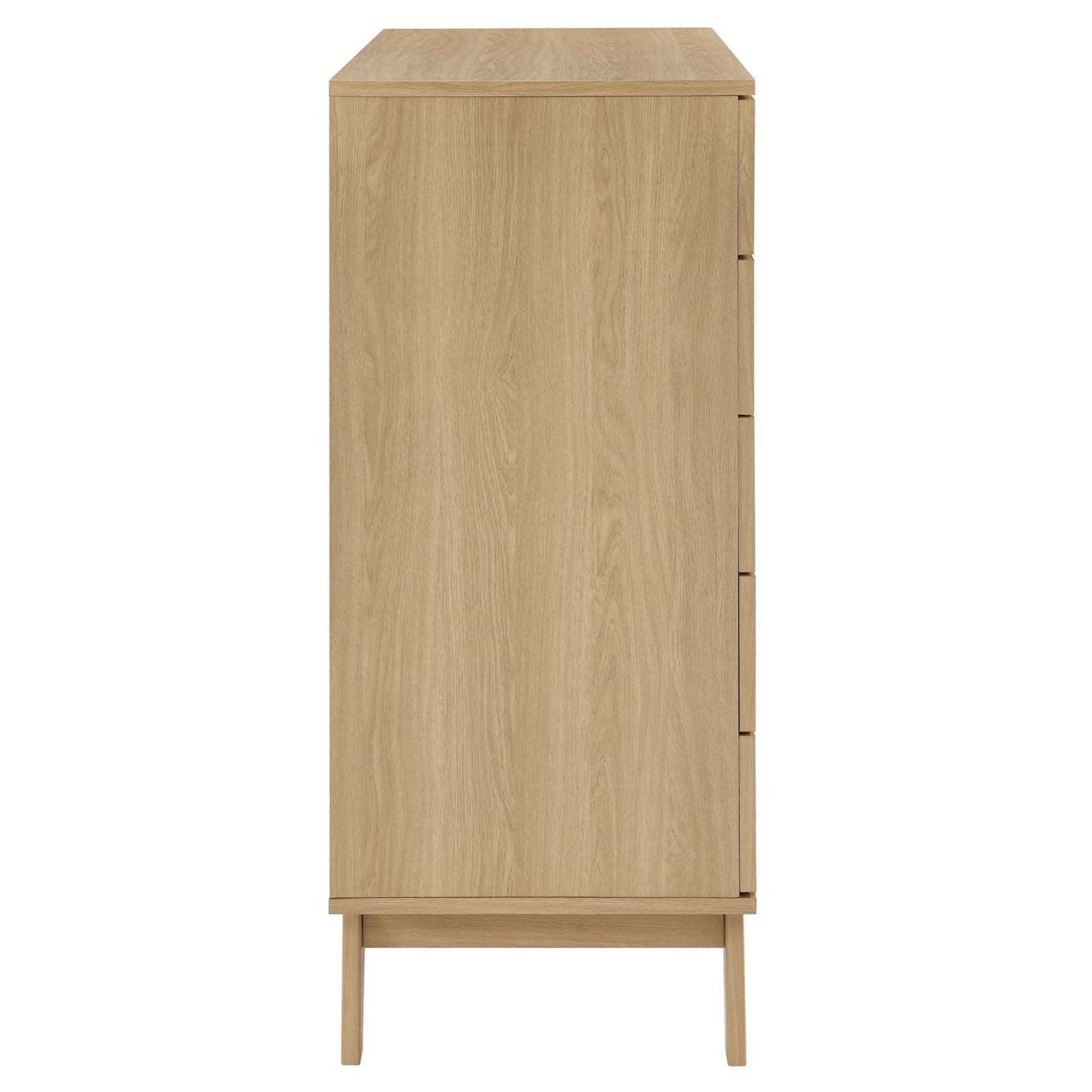 Ergode 5-Drawer Chest with Rattan Weave Fronts - Durable MDF and Particleboard Construction - Ample Storage Space - Natu