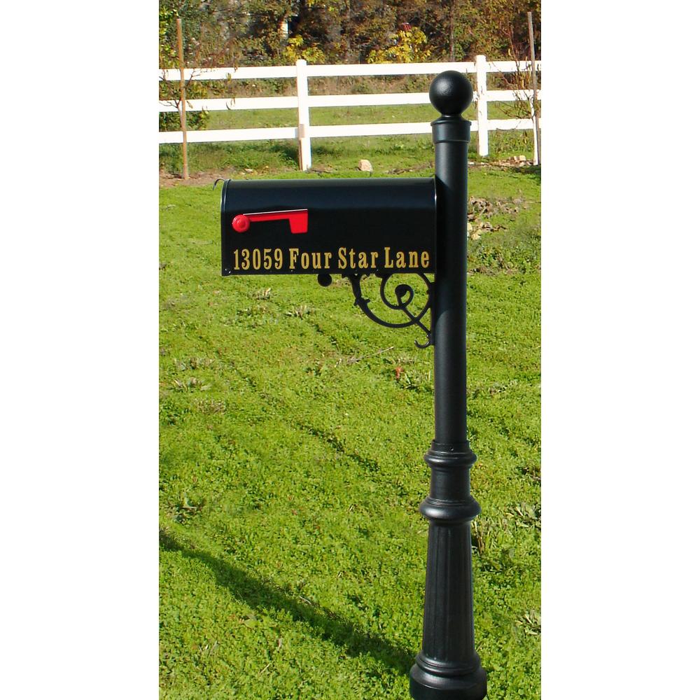 Qual Arc Lewiston post w/ economy #1 mailbox, fluted base in bronze color with black solar lamp