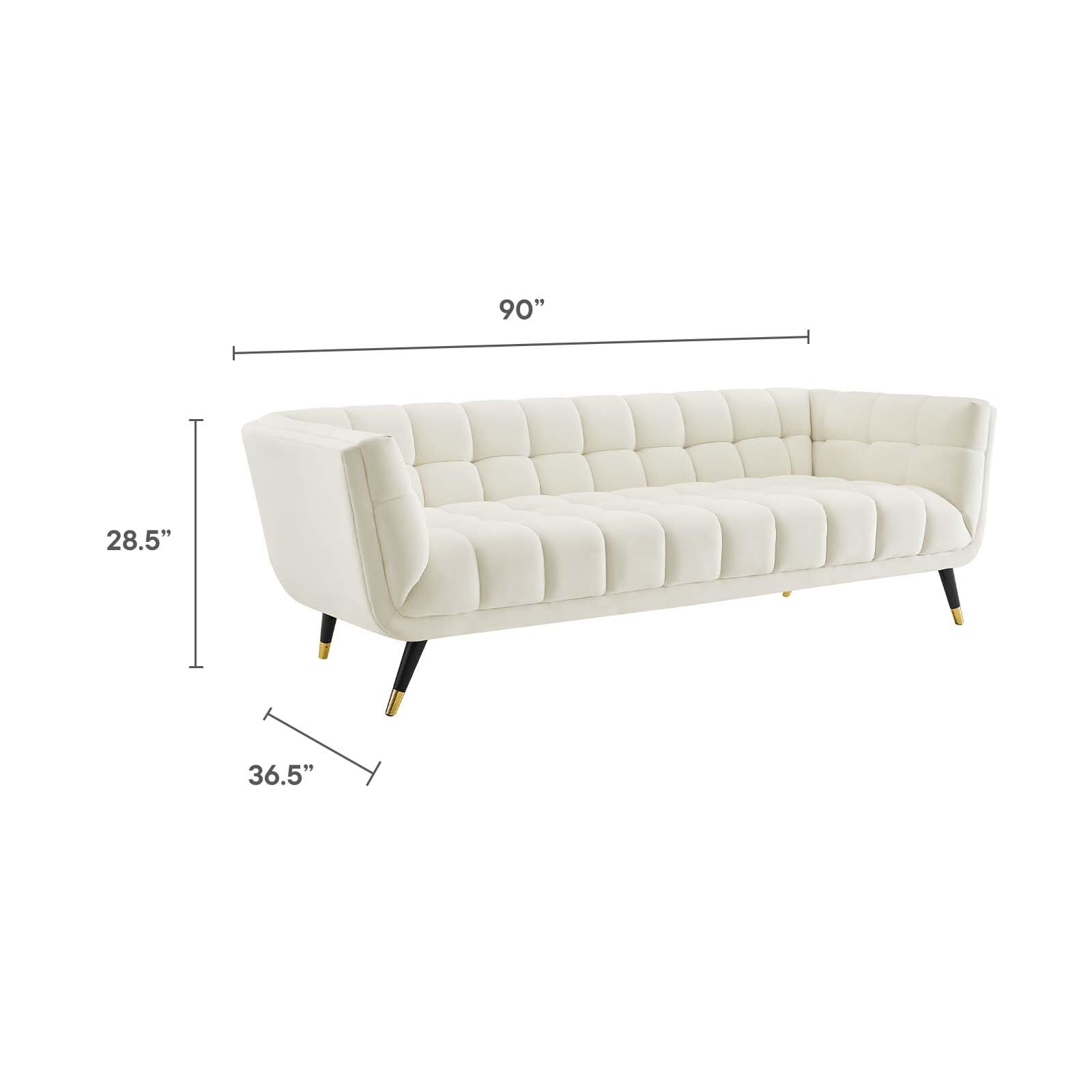 Modway Adept Upholstered Velvet Sofa - Ivory