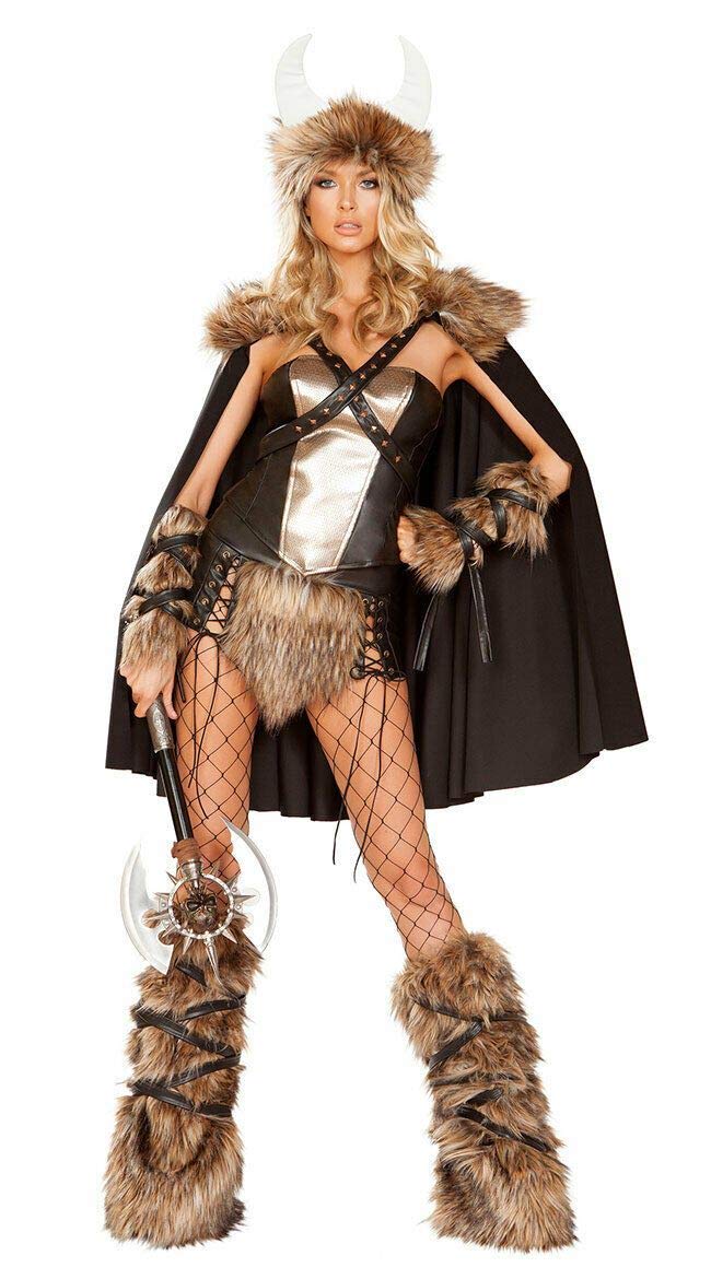 Roma Costume 4892 - 4pc Viking Warrior - Large / Black/Beige
