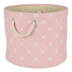 Design Imports DII Polyester Pet Bin Trellis Paw Pink Round Large