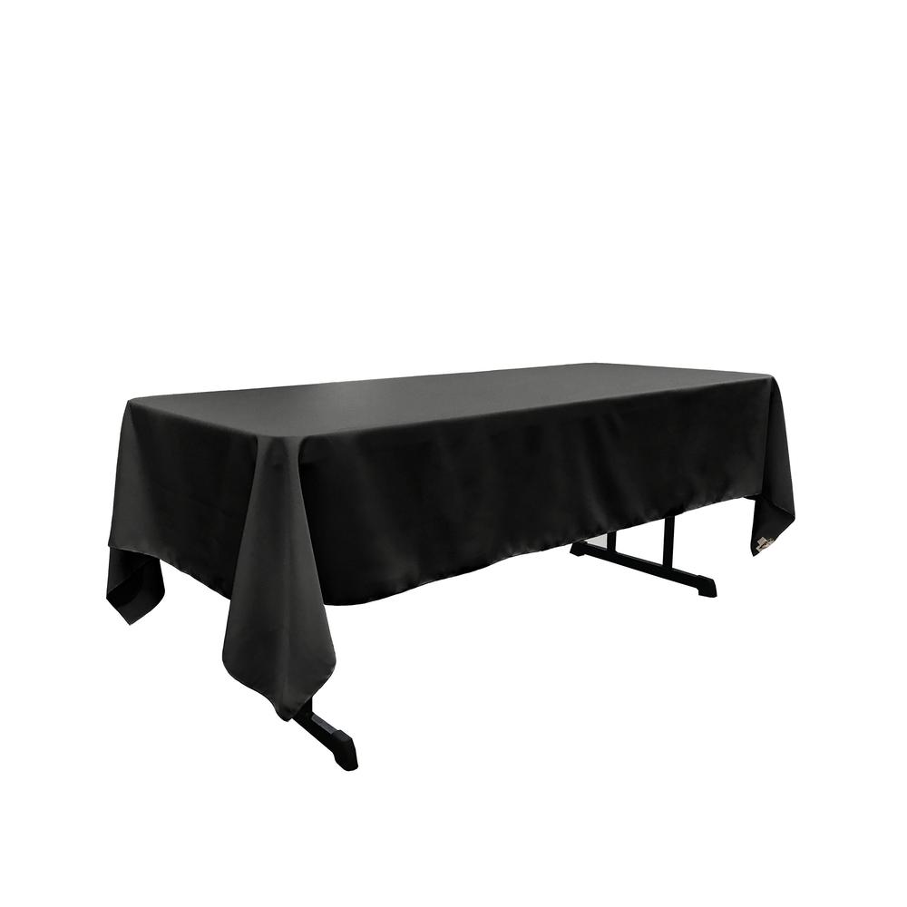 LA Linen Polyester Poplin Rectangular Tablecloth, 60 by 102-Inch, Black