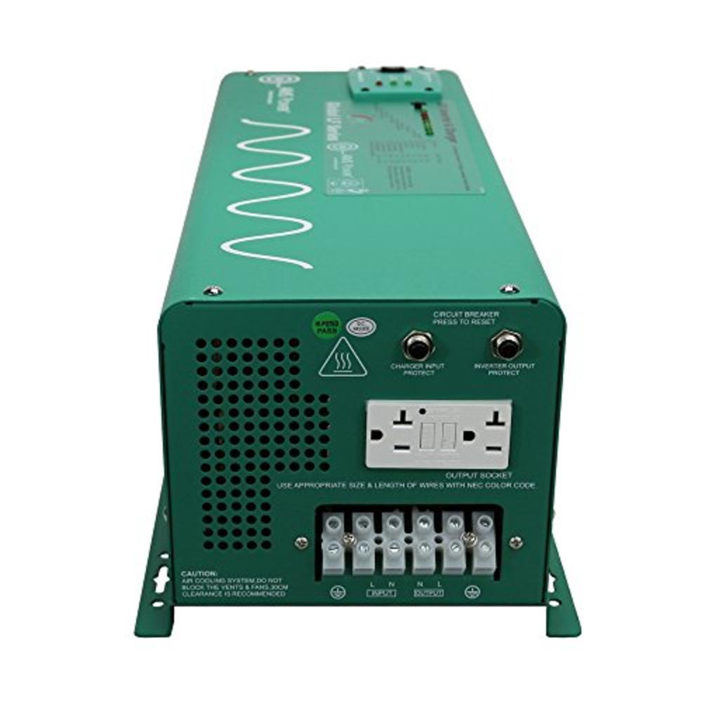 AIMS Power PICOGLF25W12V120AL Green 2500W Power Inverter Charger with Transfer Switch (12VDC to 120VAC)