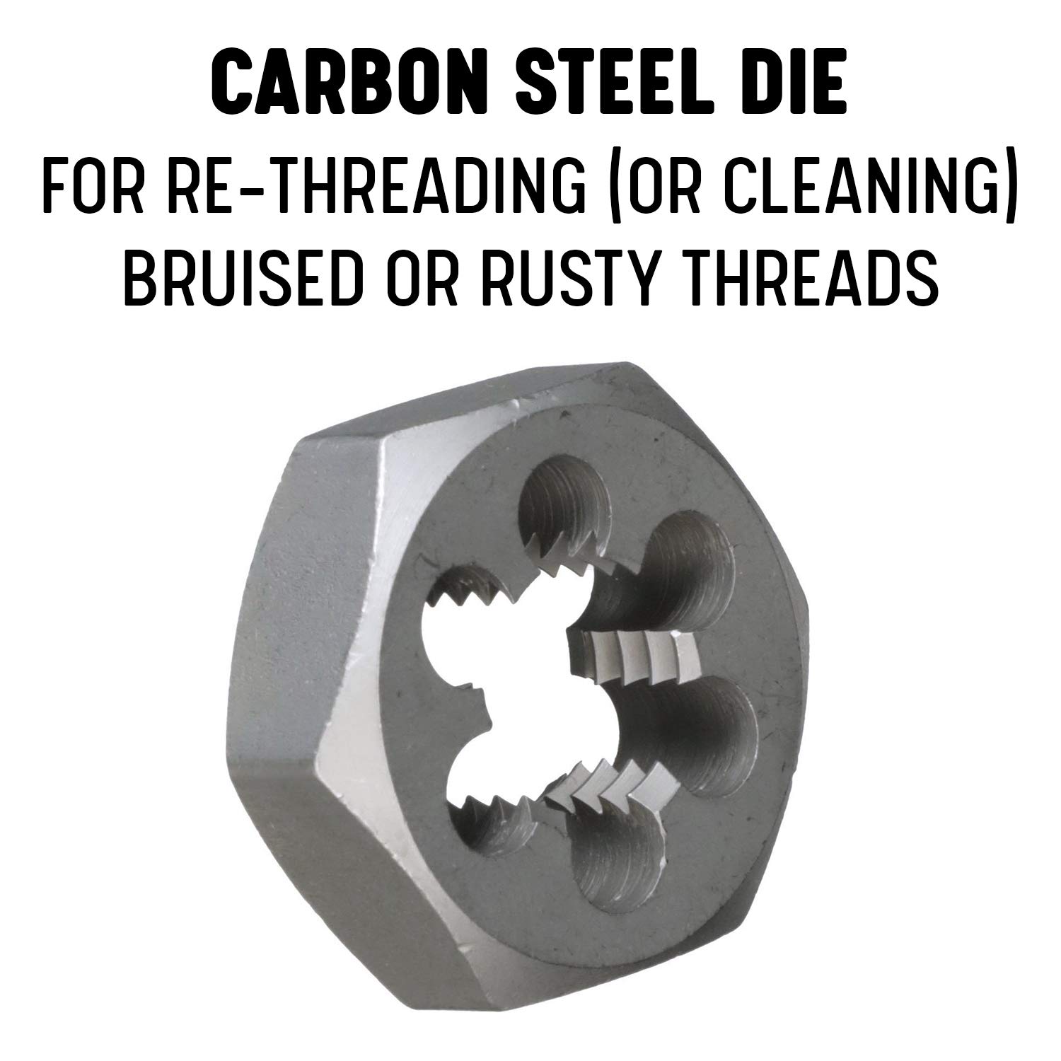 QUALTECH Drill America 9/16"-12 Carbon Steel Hex Rethreading Die, DWT Series