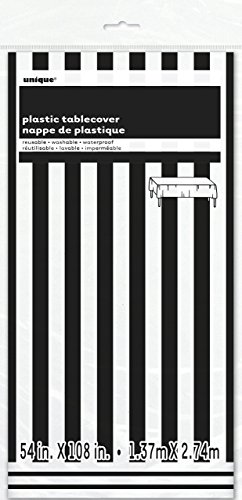 Unique Striped Plastic Tablecloth 108 X 54 Black