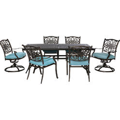 Patio Furniture Porch Outdoor Sears Hanover Traddn7pcsw Blu 7 Piece Traditions Dining Set 4 44 2