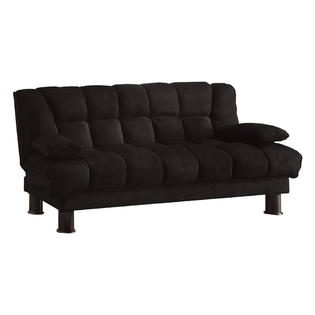 Benzara Microfiber Sofa Futon With Under Seat Storage Black Benzara Microfiber Sofa Futon With Under Seat Storage Black
