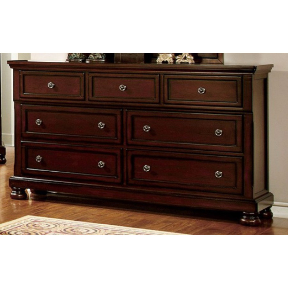 Benzara Striking Wooden Dresser In Transitional Style Dark Cherry
