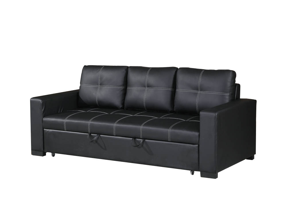 Abbyson Living Solara Leather Convertible Sofa Black Faux Leather Convertible Sofa Black