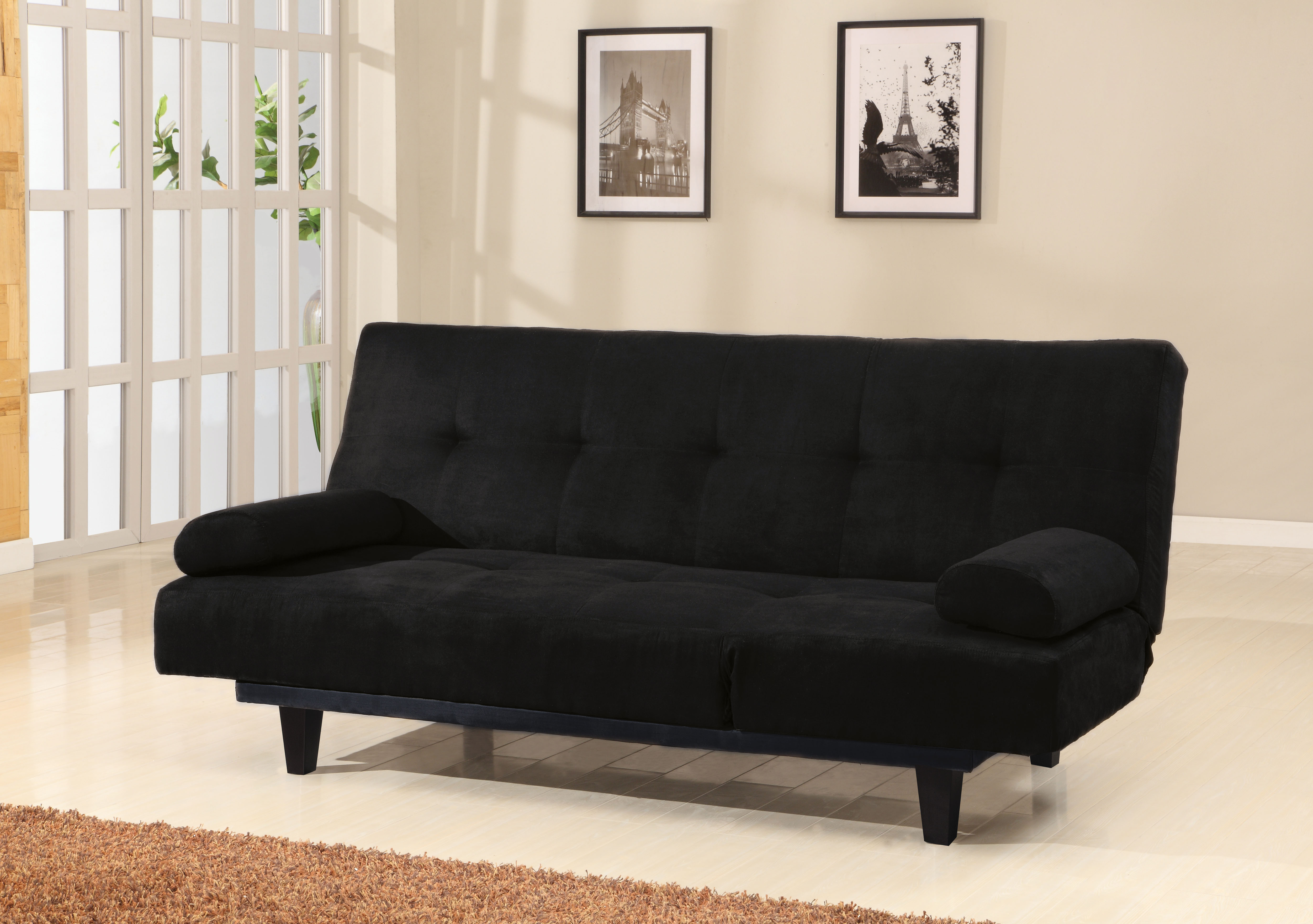 Black Microfiber Sofa Benzara Bm155378 Adjule Microfiber Sofa With Arm Pillows 44 Black
