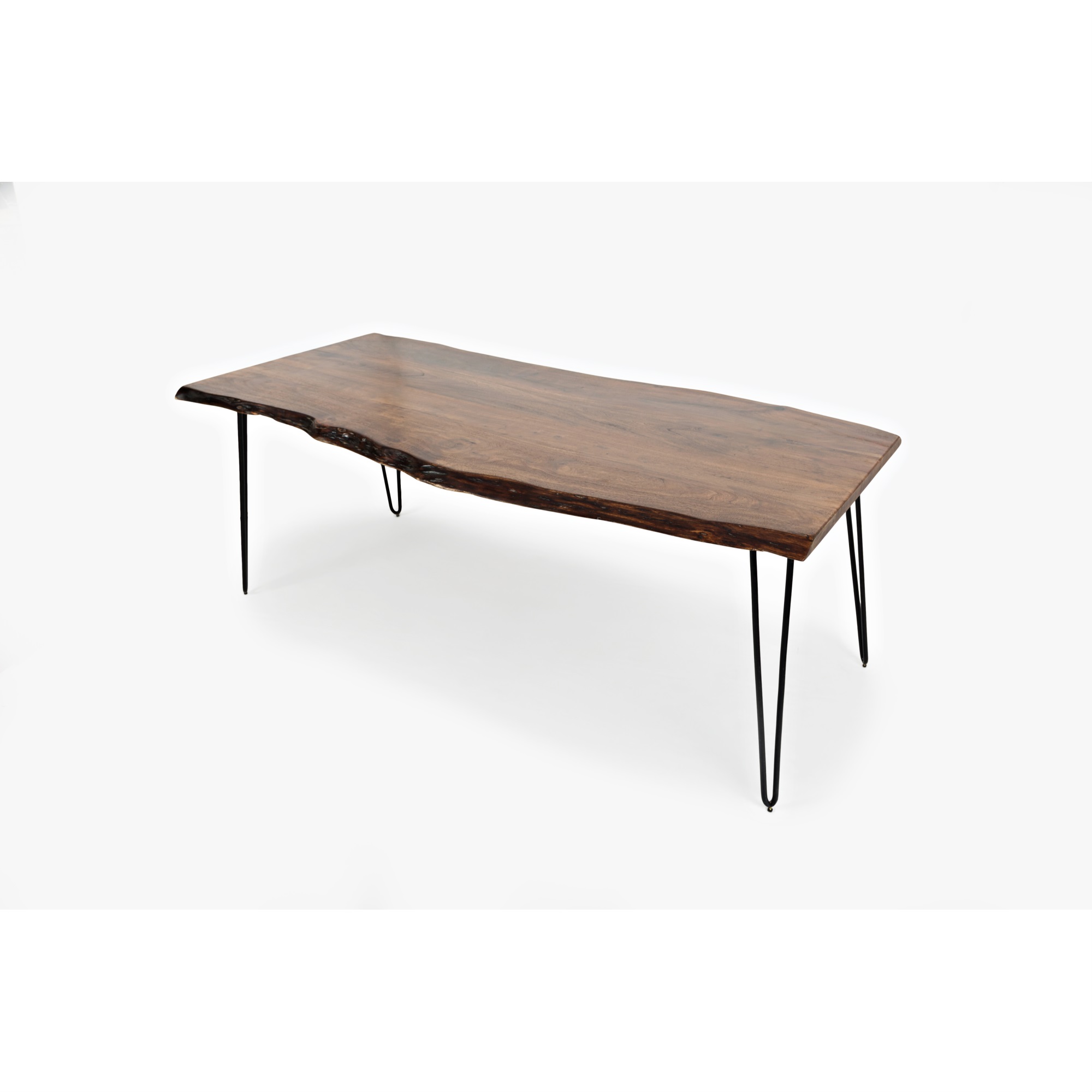 Benzara Wooden 79 Dining Table With Metal Hairpin Legs Brown And