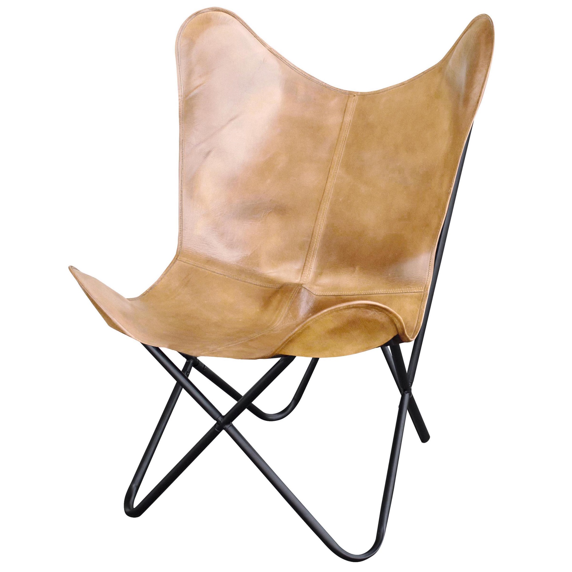 Adirondack Chairs Plastic Kmart Amerihome Natural Leather Erfly Chair In Light Tan