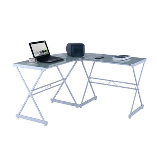 Techni Mobili L Shaped Glass Computer Desk White