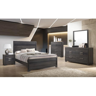 Pilaster Designs Dario 4 Piece Bedroom Set Queen Gray Wood