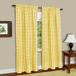 Achim Buffalo Check Window Curtain Panel 42x63 Yellow
