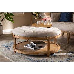 French Provincial Furniture Baxton Studio Ambroise French Provincial Beige Linen Fabric Upholstered And White Washed Oak Wood On