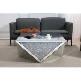 Elegant Decor 38 Inch Square Crystal Coffee Table Silver Elegant Decor 38 Inch Square Crystal Coffee Table Silver