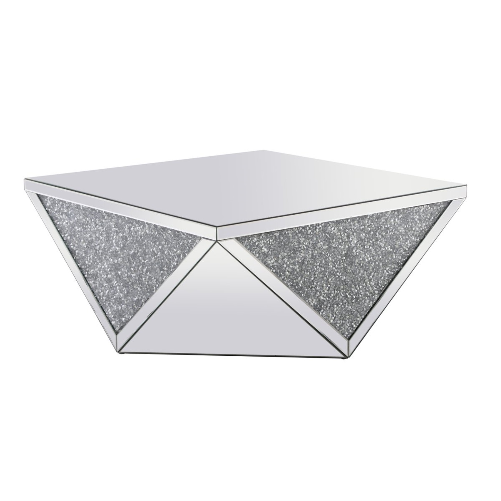 Elegant Decor 38 Inch Square Crystal Coffee Table Silver Elegant Decor 38 Inch Square Crystal Coffee Table Silver