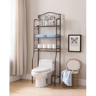 Pilaster Designs Pewter Metal 3 Tier Over The Toilet Storage