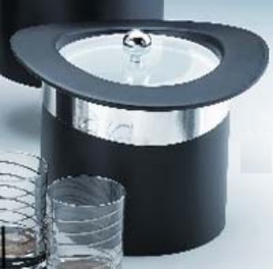 Kraftware Corp.  63175  Top Hats Black with Chrome 3 Quart Ice Bucket with Band and Lucite Cover
