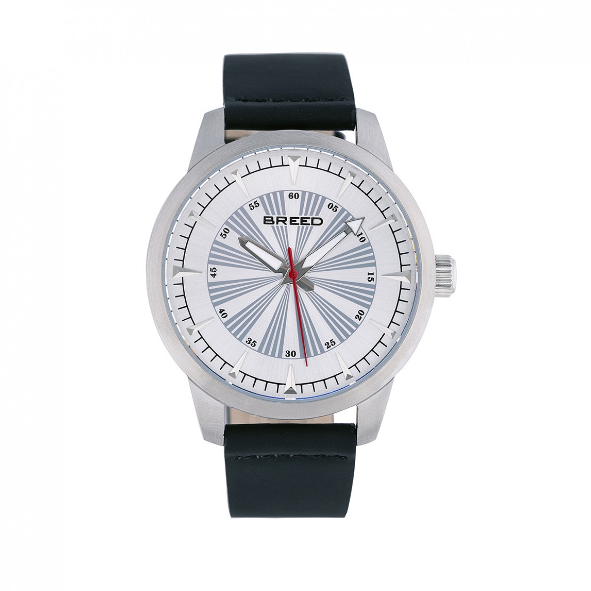 Breed Renegade Leather-Band Watch - Silver/Black