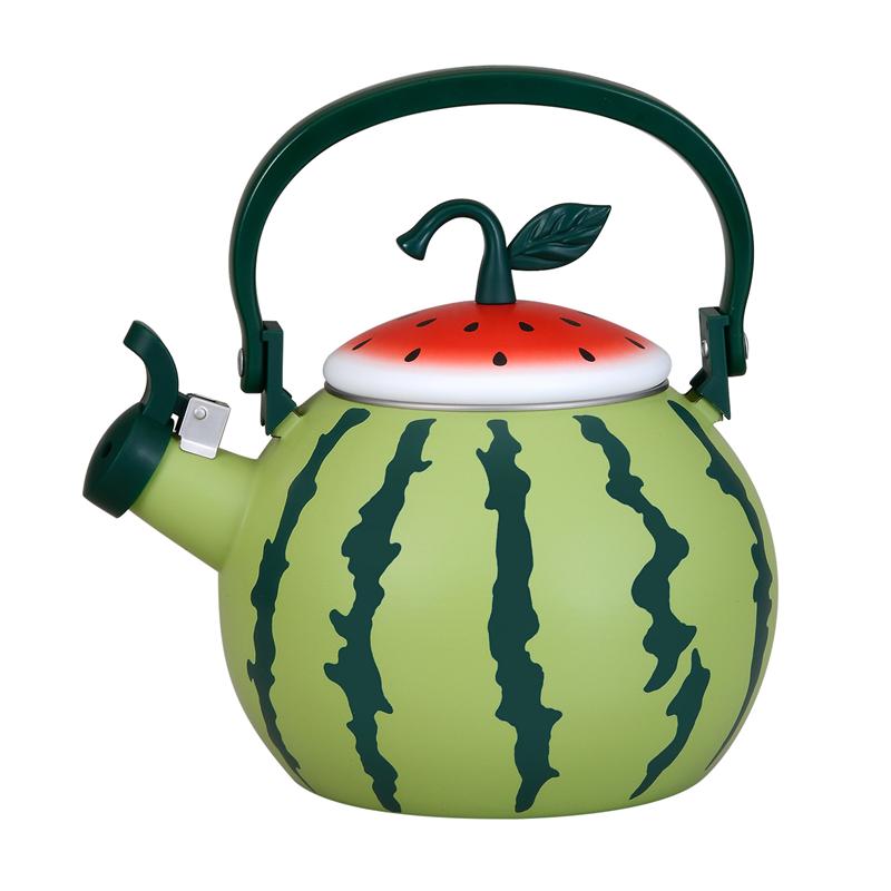 Supreme Housewares Watermelon Whistling Teakettle, 1.6 quart, green, red