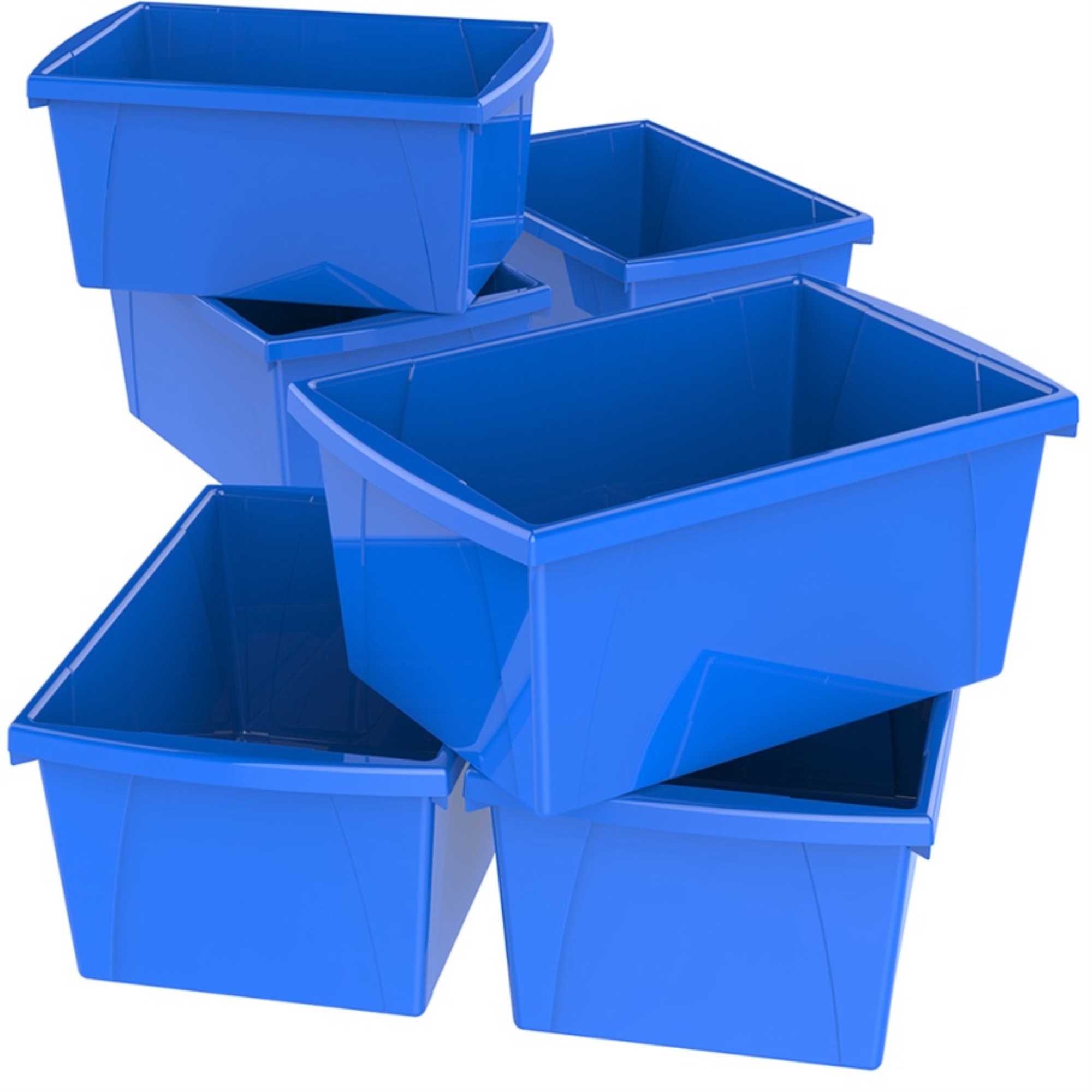 Storex 5.5 Gallon (21L) Classroom Storage Bin, Blue (Case of 6)