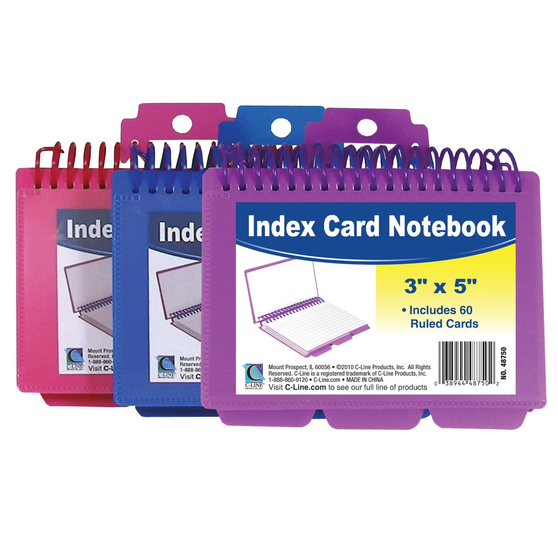 48750BNDL8EA C-Line Spiral Bound Index Card Notebook with Tabs (Color ...