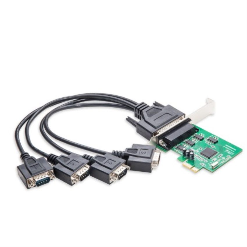IOCREST PCIe 4x Port Serial DB9 Card, WCH CH384 Chipset, Fan-Out Cable