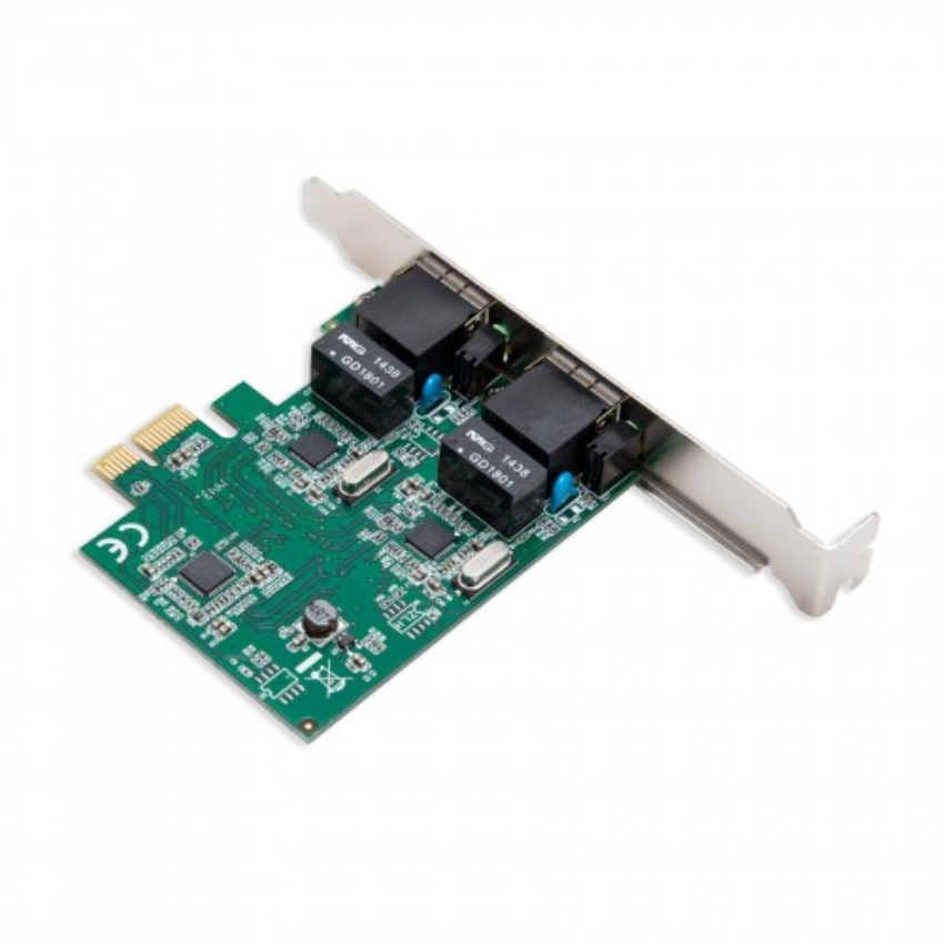 SYBA PCIe 2x RJ45 1000-Base T Gigabit Ethernet Card, Realtek RTL8111f + ASMedia ASM1182e Chipset, with Low Profile Bracket