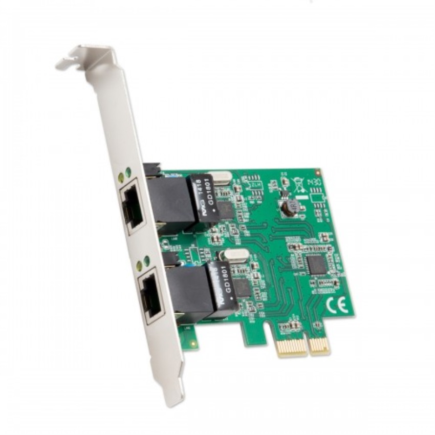 SYBA PCIe 2x RJ45 1000-Base T Gigabit Ethernet Card, Realtek RTL8111f + ASMedia ASM1182e Chipset, with Low Profile Bracket