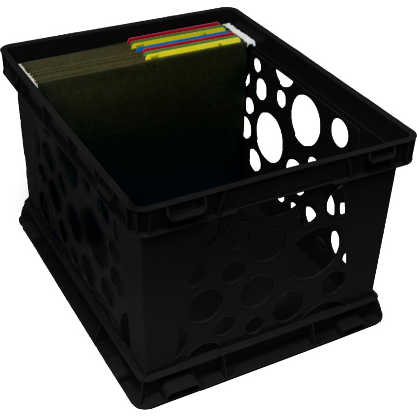 Storex Large Storage and Transport File Crate, Black (Case of 3)