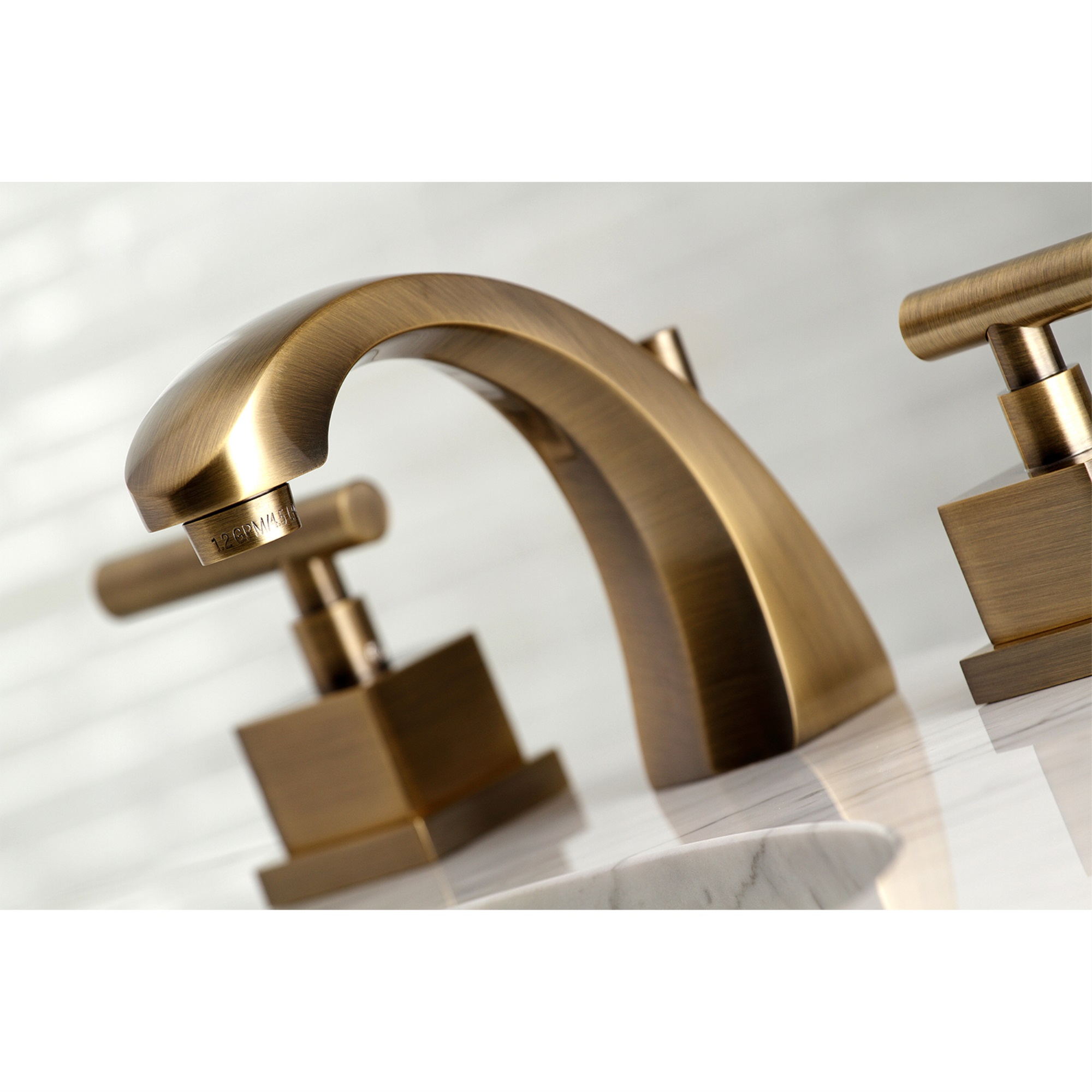 Kingston Brass KS4983CQL Claremont 8" Widespread Bathroom Faucet, Antique Brass