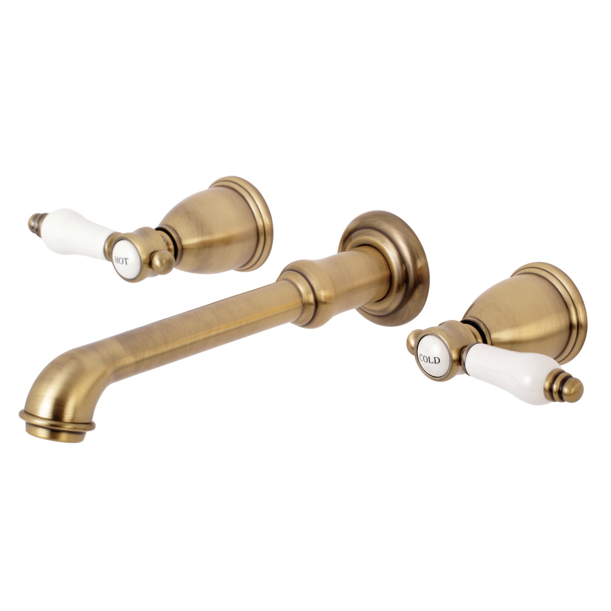 Kingston Brass KS7023BPL Bel-Air 2-Handle Wall Mount Roman Tub Faucet, Antique Brass