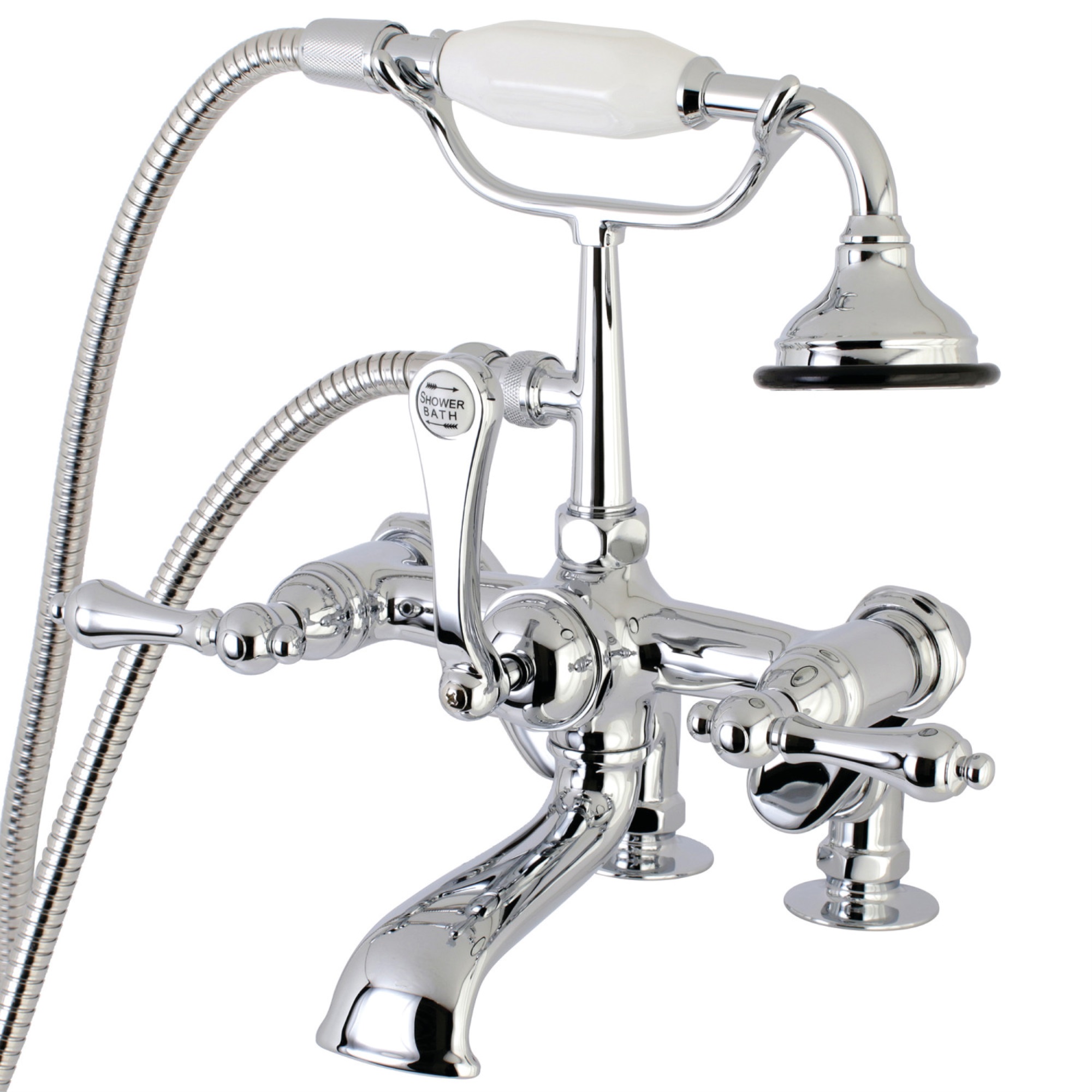 Aqua Vintage Kingston Brass AE652T1 Auqa Vintage 7-inch Adjustable Clawfoot Tub Faucet with Hand Shower, Polished Chrome