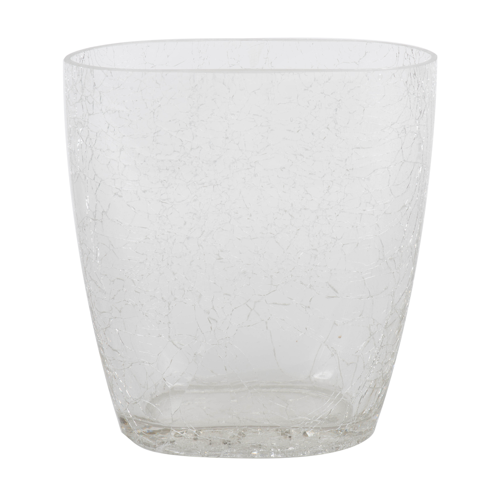 Vickerman 8.6" Clear Crackle Glass Oval Vase - LG181400 