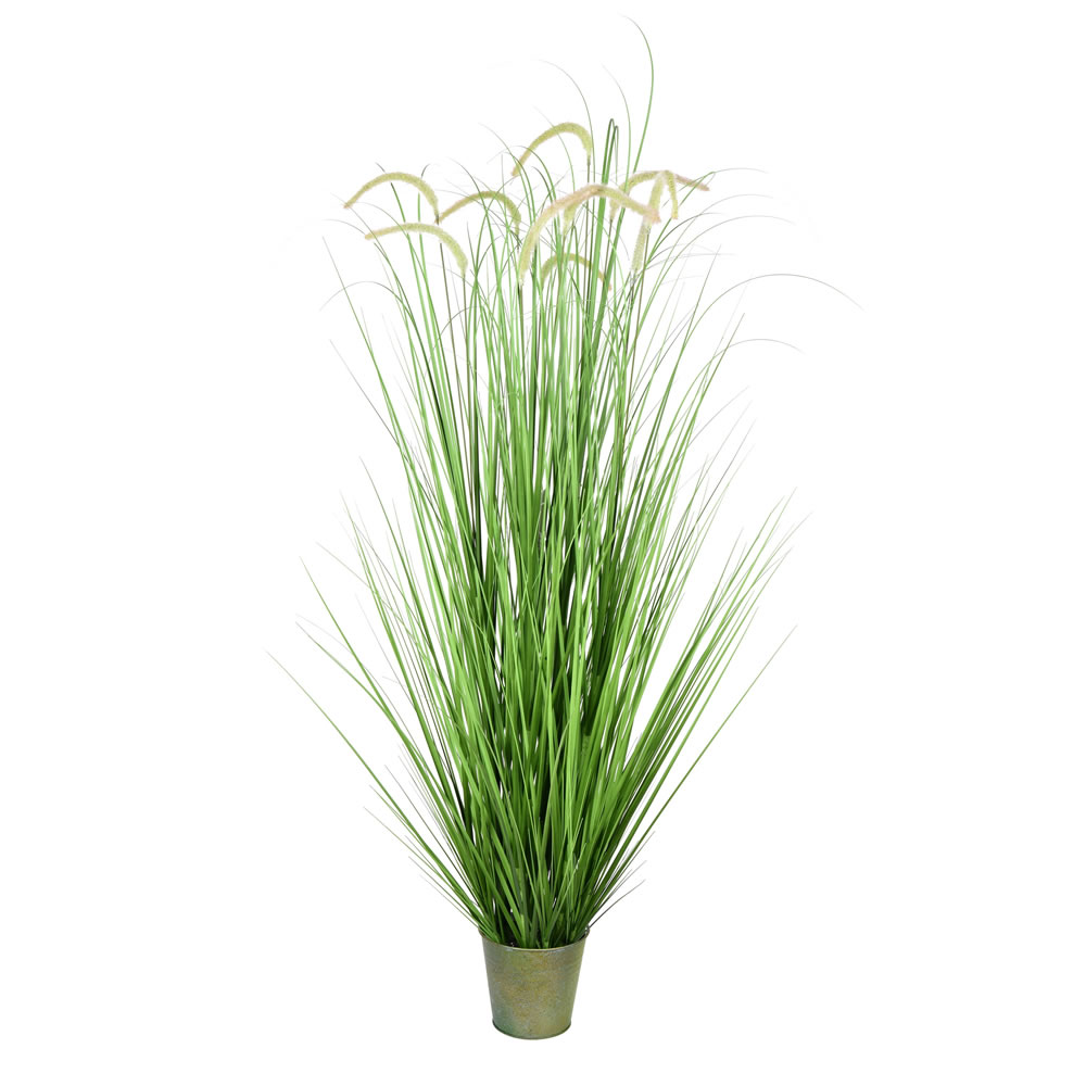 Vickerman 60" Green Cattail Grass In Iron Pot - TD190160 