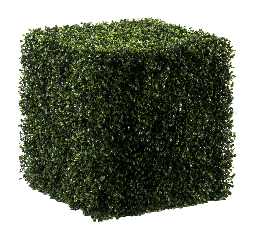 Vickerman Everyday Artificial Boxwood Topiary Cube 20" Tall - UV Resistant Indoor Outdoor - Natural Green - Home Backyard Garden