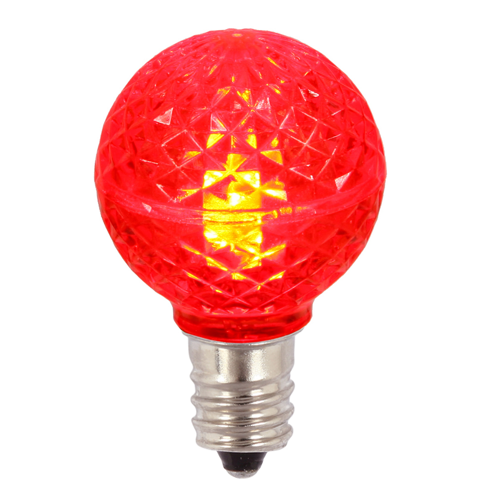 Vickerman G30 Faceted LED Red Bulb E12 .38W 25/Box - XLEDG33-25 