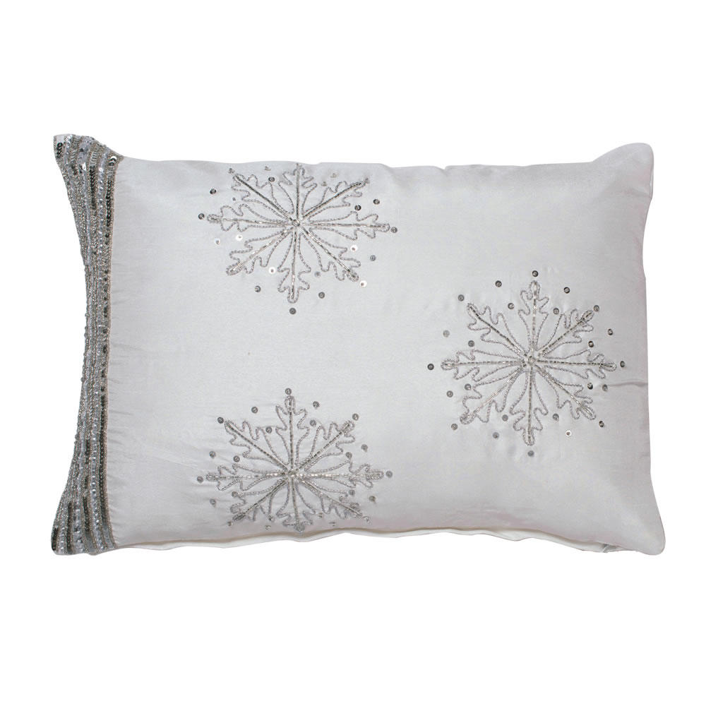 Vickerman 14" x 20" Banded Snowflake Pillow - QTX17015 