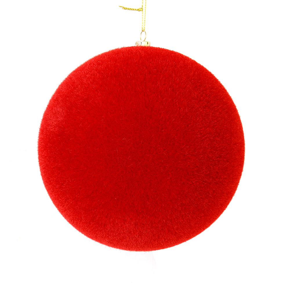 Vickerman 5" Red Flocked Ball Ornament 4/Bg - M180503