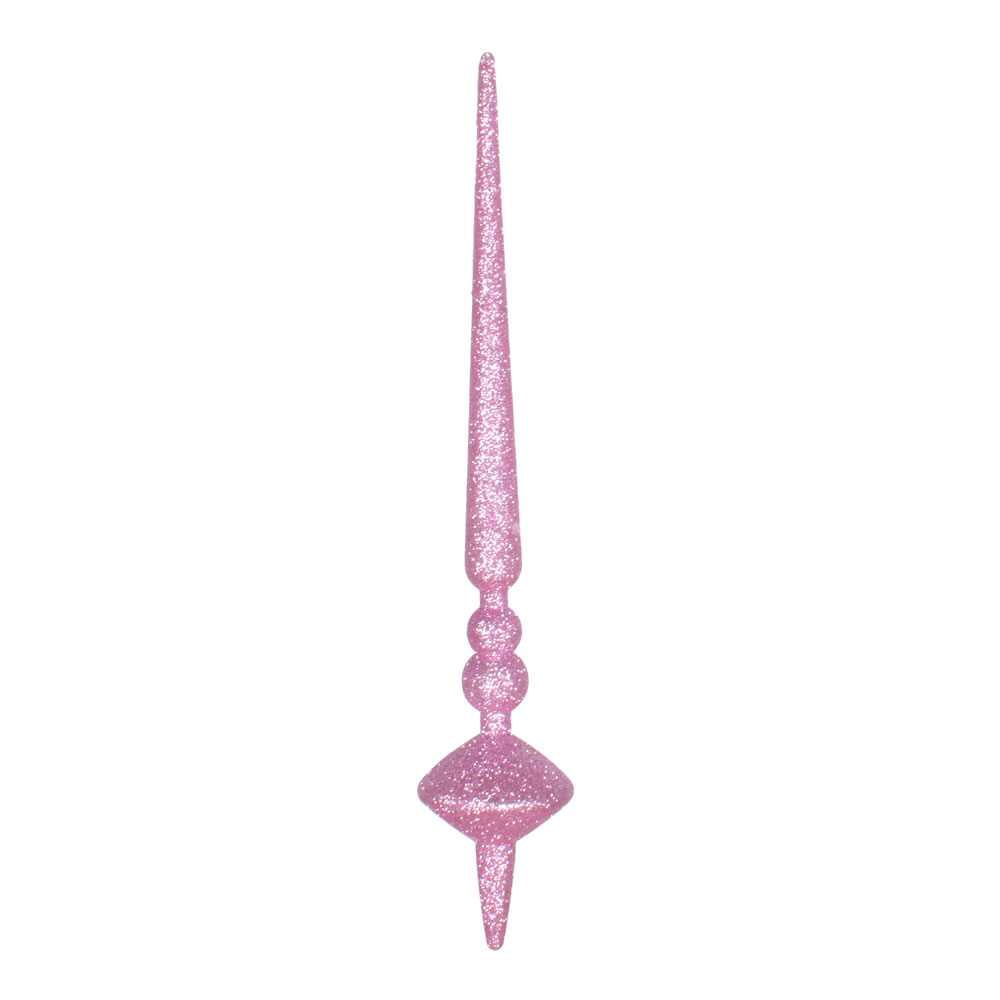 Vickerman 12" Pink Glitter Cupola Finial 3/Bag - M183379G