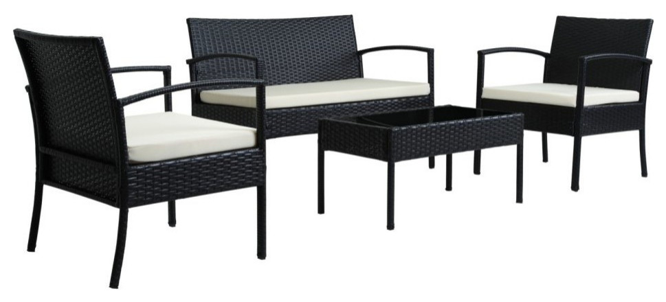 Thy Hom Teaset 4 Piece All Weather Wicker Patio Seating Set Weather Wicker Patio Seating, Thy Hom Outdoor Furniture