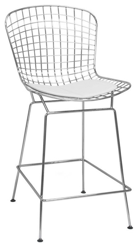 Mod Made Furniture Mod Made Chrome Wire Counter Stool, White